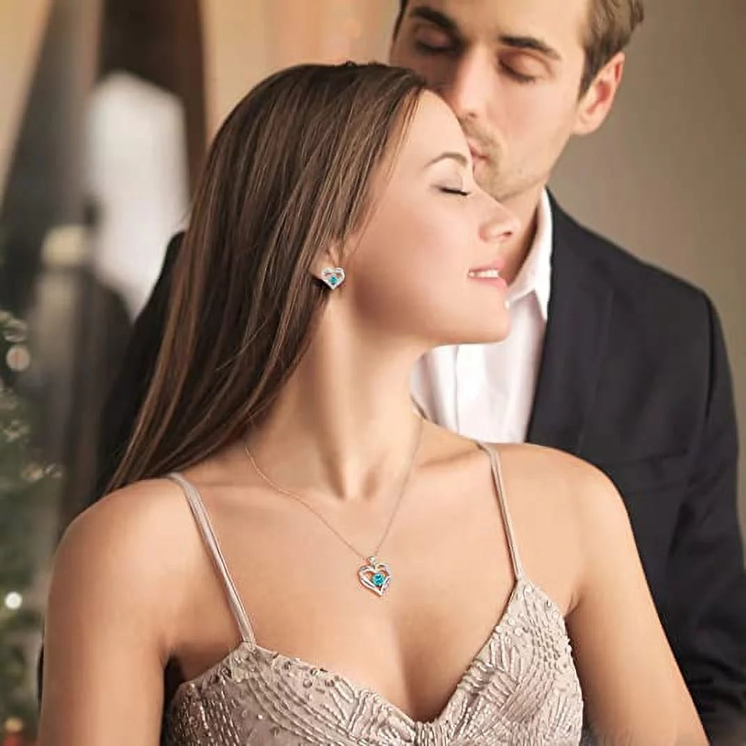 Elegant Birthstone Love Pendant Necklace for Women - Perfect Christmas, Birthday, or Anniversary Gift for Your Wife - Necklaces Aura