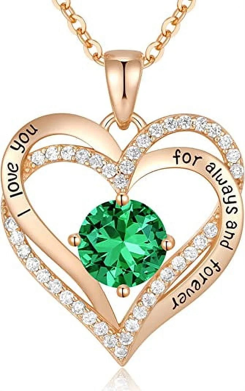 Elegant Birthstone Zirconia Love Pendant Necklace - Perfect Christmas, Birthday, or Anniversary Gift for Her - Necklaces Aura