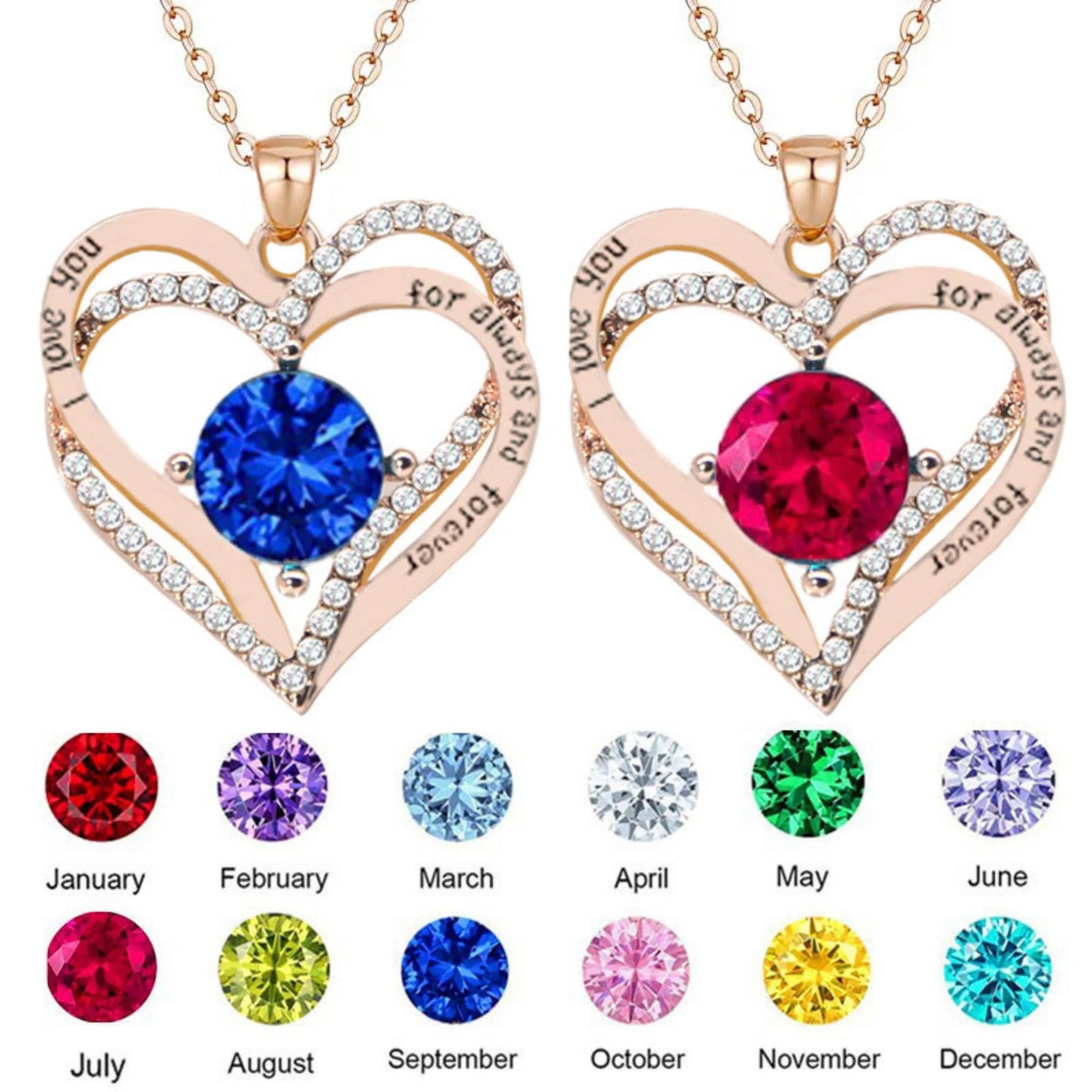 Elegant Birthstone Love Pendant Necklace for Women - Perfect Christmas, Birthday & Anniversary Gift for Wives - Necklaces Aura