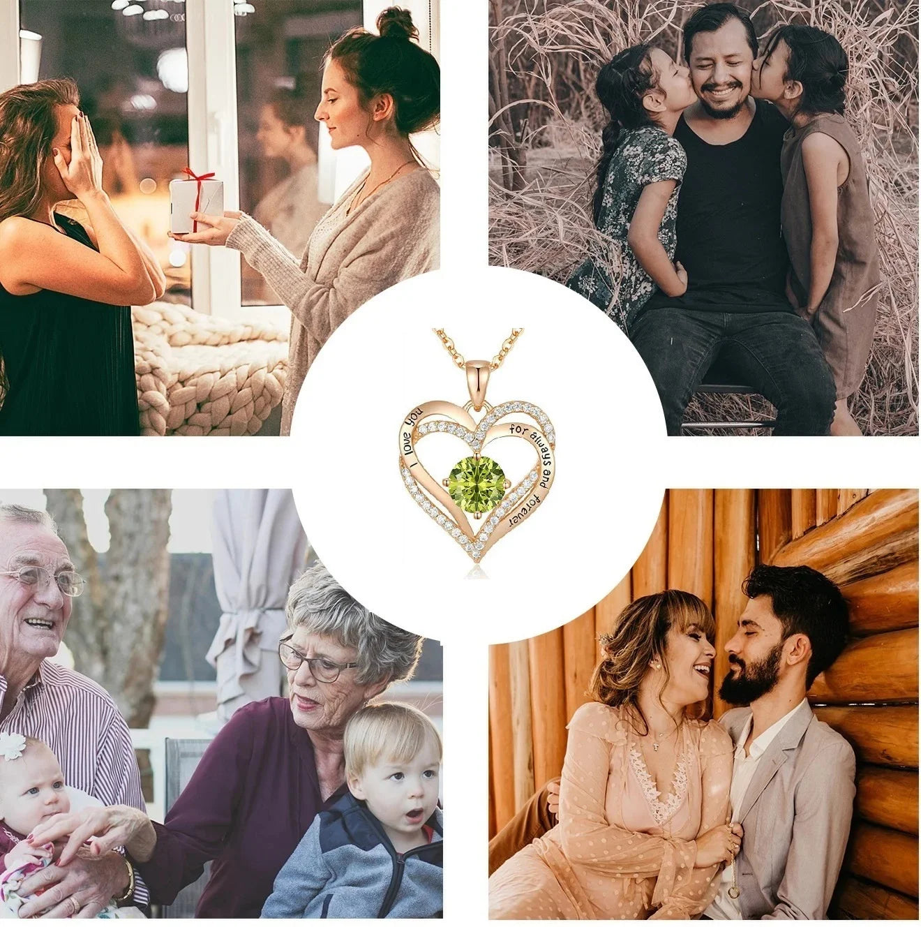Elegant Birthstone Love Pendant Necklace for Women - Perfect Christmas, Birthday & Anniversary Gift for Wives - Necklaces Aura