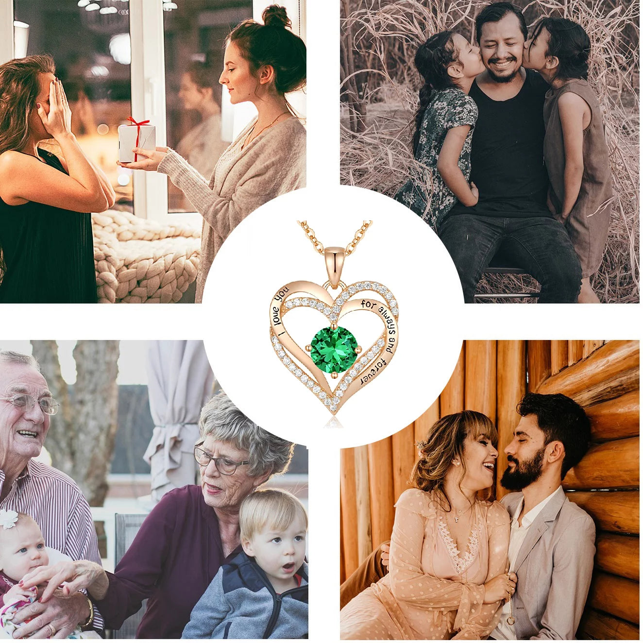 Elegant Birthstone Zirconia Love Pendant Necklace - Perfect Christmas, Birthday, or Anniversary Gift for Her - Necklaces Aura