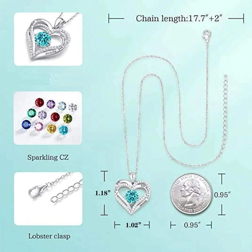 Elegant Birthstone Love Pendant Necklace for Women - Perfect Christmas, Birthday, or Anniversary Gift for Your Wife - Necklaces Aura