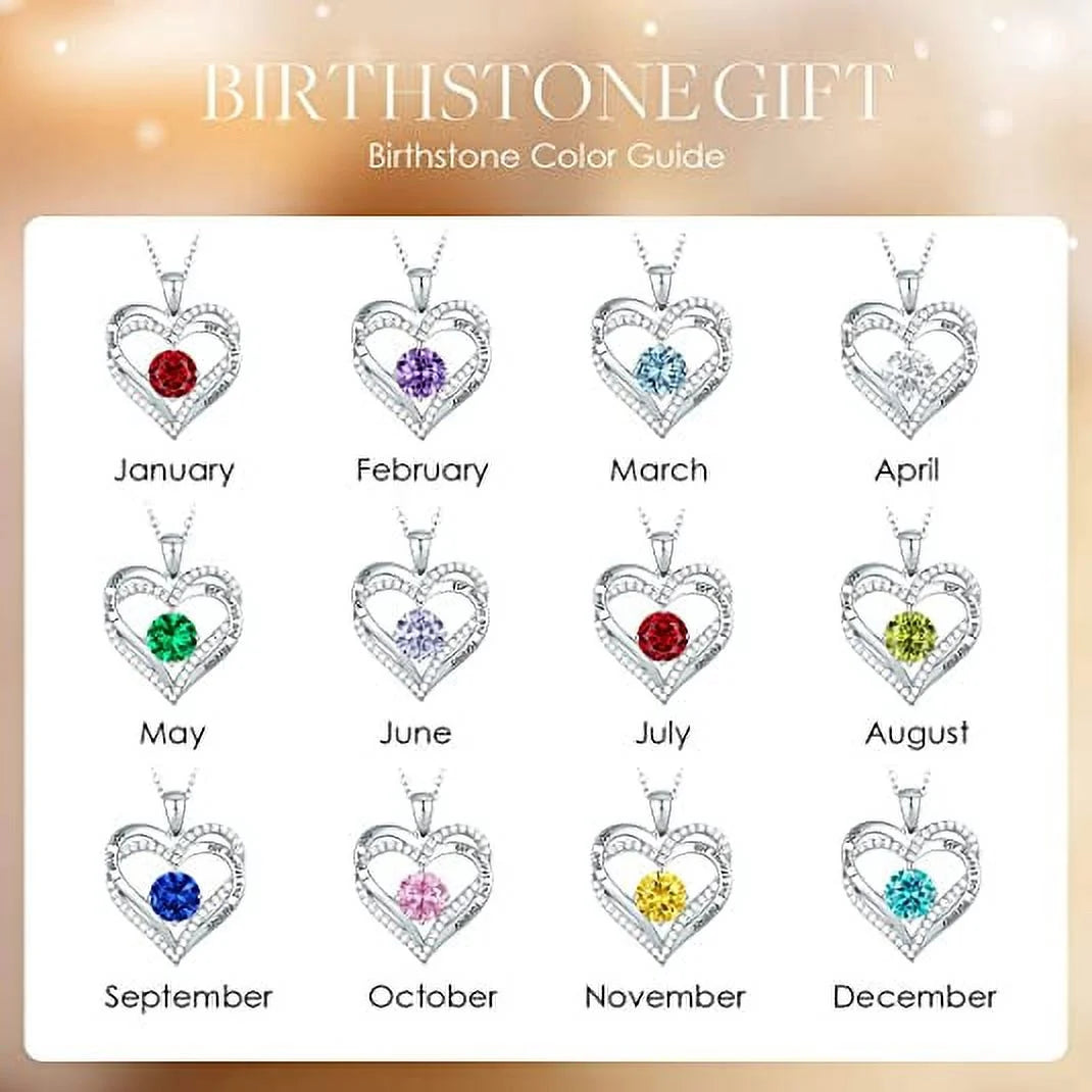Stunning Birthstone Zirconia Love Pendant Necklace - Perfect Christmas, Birthday, or Anniversary Gift for Her - Necklaces Aura