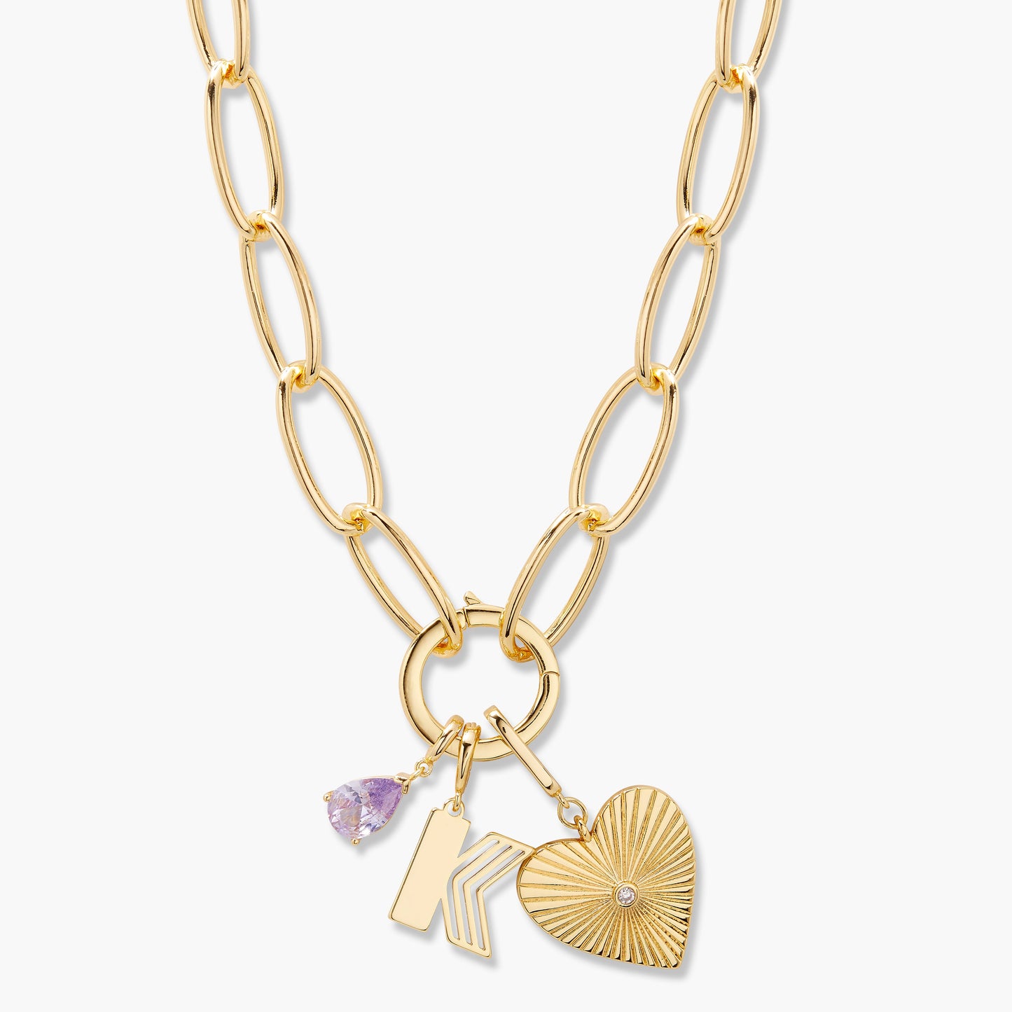Birthstone Initial Heart Charm Necklace By Cami - Necklaces Aura