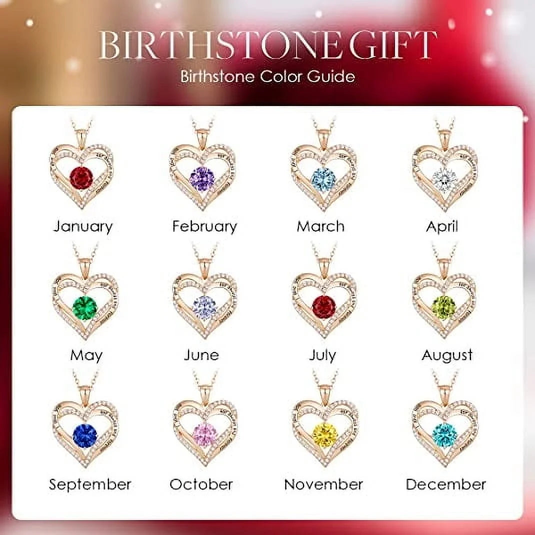 Stunning Birthstone Love Pendant Necklace for Women - Perfect Christmas, Birthday, and Anniversary Gift for Her - Necklaces Aura