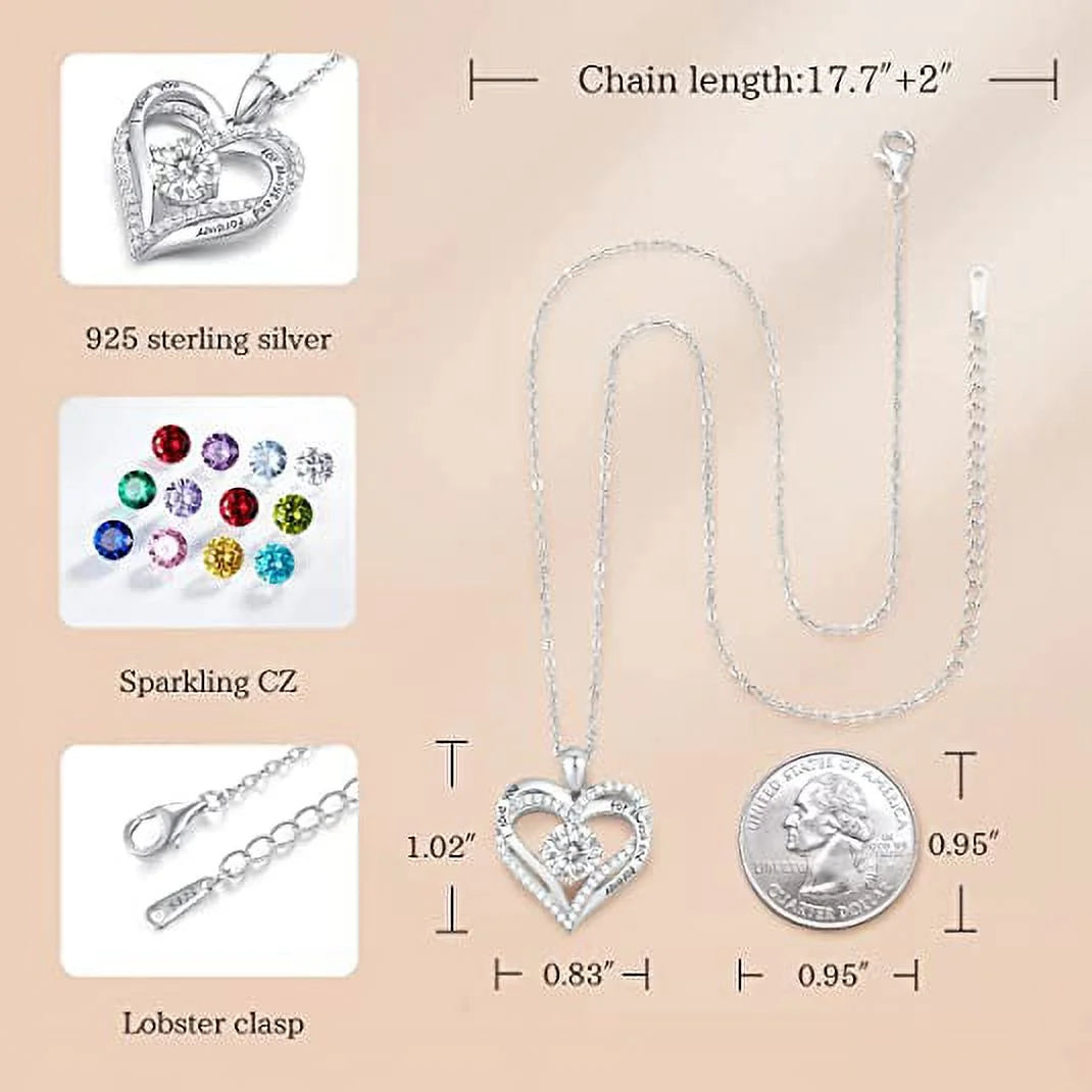 Stunning Birthstone Zirconia Love Pendant Necklace - Perfect Christmas, Birthday, or Anniversary Gift for Her - Necklaces Aura