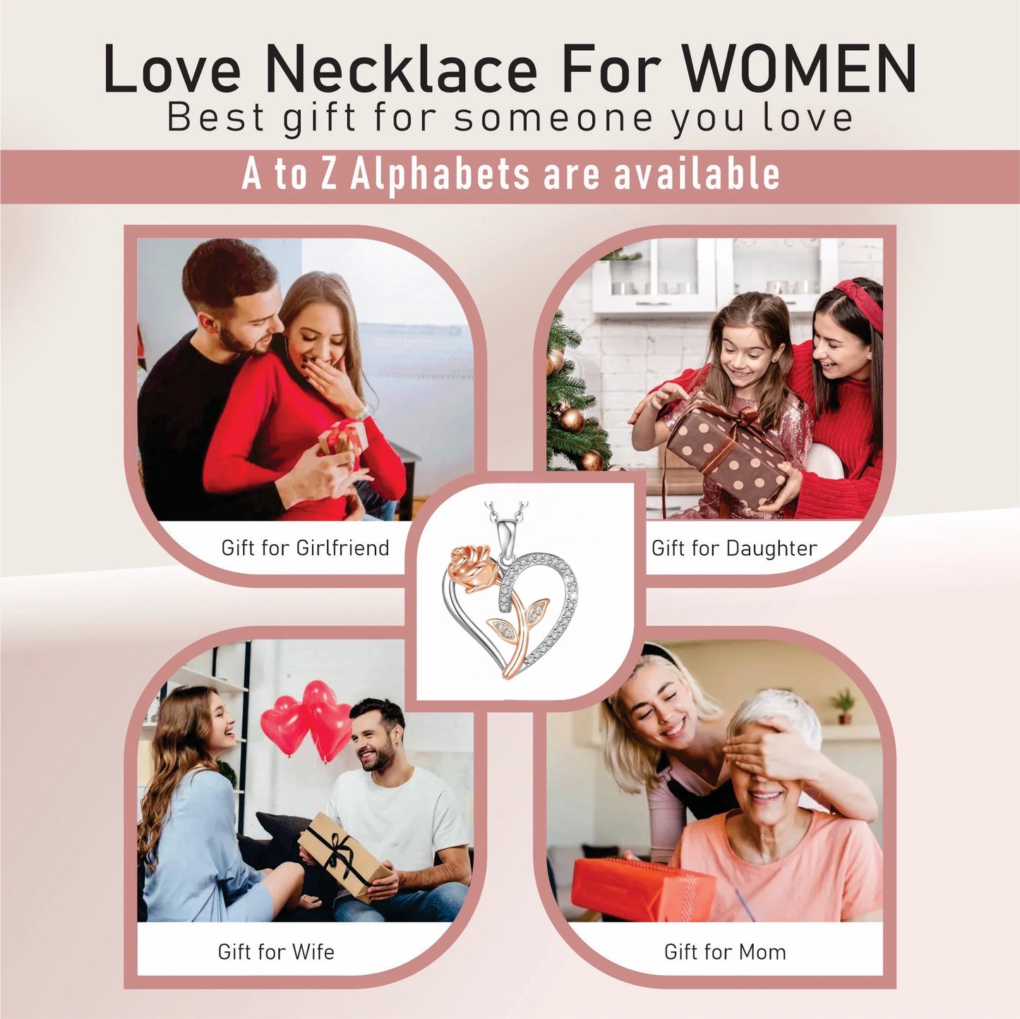 Stunning Sterling Silver & 18K Rose Gold Heart Pendant Necklace - The Ideal Valentine's Day Gift for Her - Necklaces Aura