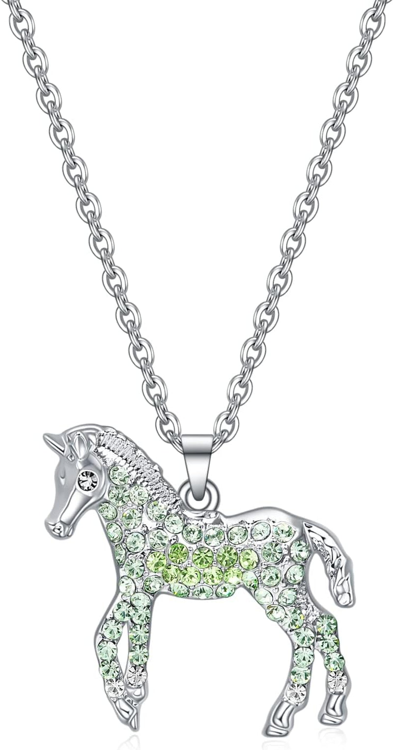 Elegant Rainbow Horse Necklace for Girls - Ideal Gift for Young Equestrian Enthusiasts with Personalized Initial Pendant - Necklaces Aura