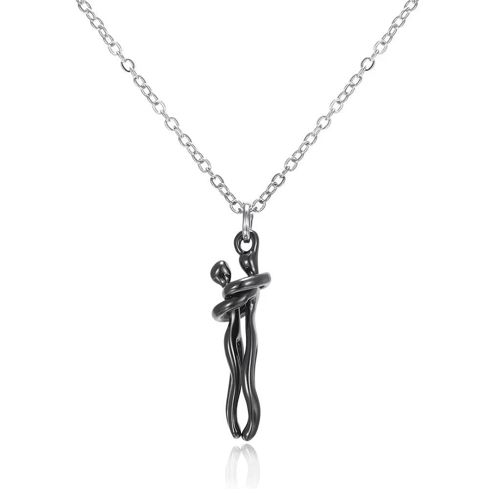 Fashion Hugging Necklace Jewelry Choker Hug Pendant Chain Men Necklaces for Lover Women Couple Men Lady Female Male Gift - Necklaces Aura
