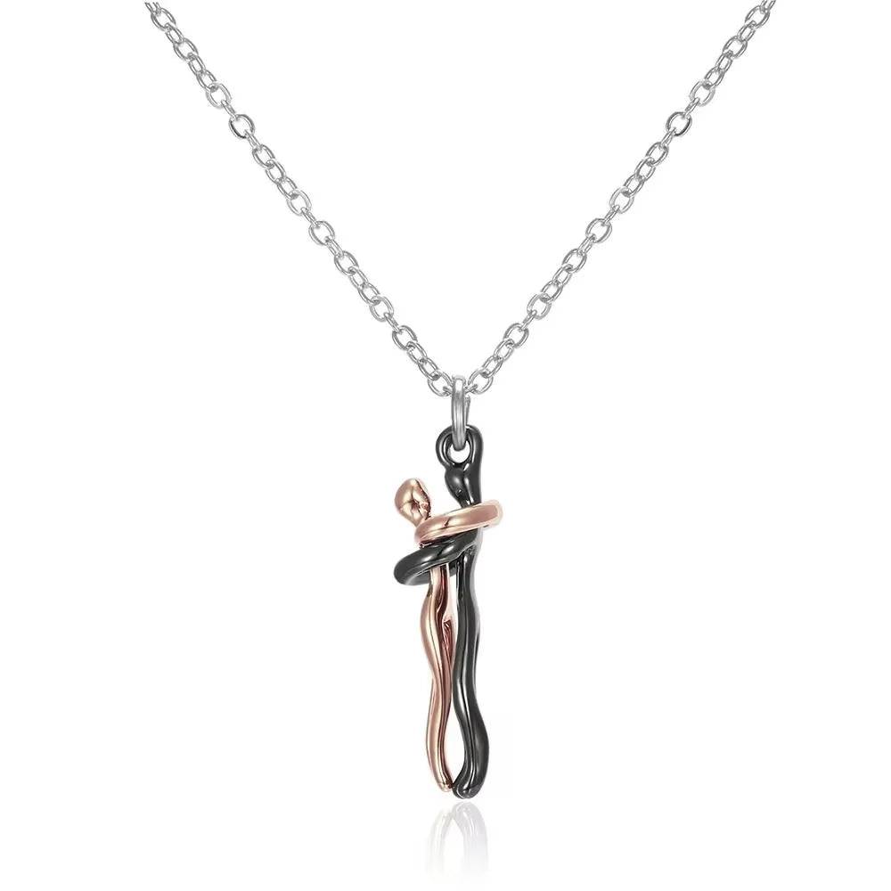 Fashion Hugging Necklace Jewelry Choker Hug Pendant Chain Men Necklaces for Lover Women Couple Men Lady Female Male Gift - Necklaces Aura