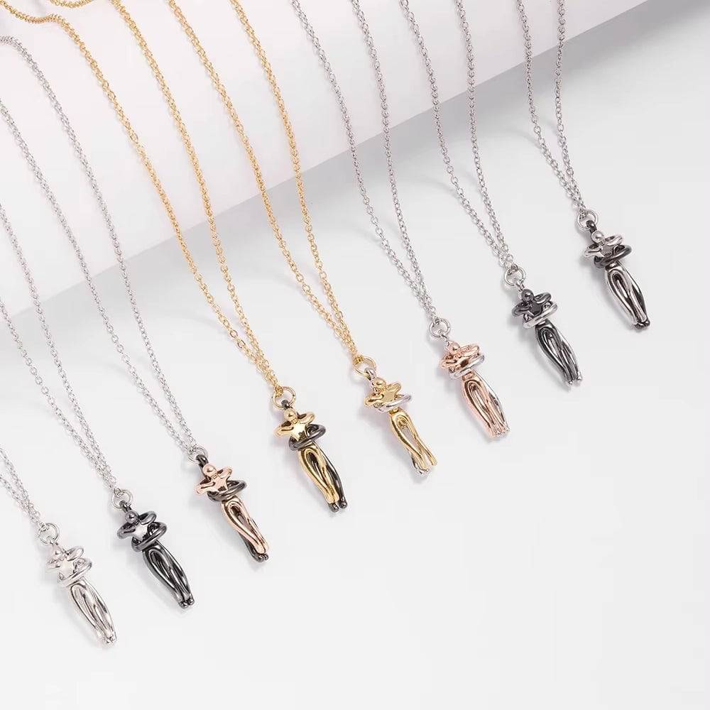 Fashion Hugging Necklace Jewelry Choker Hug Pendant Chain Men Necklaces for Lover Women Couple Men Lady Female Male Gift - Necklaces Aura
