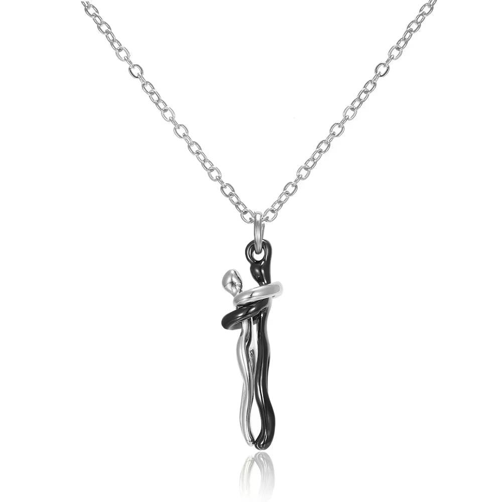 Fashion Hugging Necklace Jewelry Choker Hug Pendant Chain Men Necklaces for Lover Women Couple Men Lady Female Male Gift - Necklaces Aura