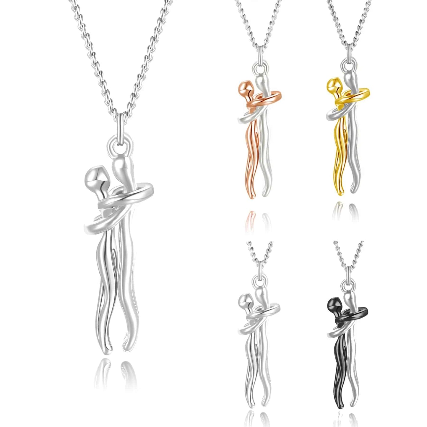 Fashion Hugging Necklace Jewelry Choker Hug Pendant Chain Men Necklaces for Lover Women Couple Men Lady Female Male Gift - Necklaces Aura