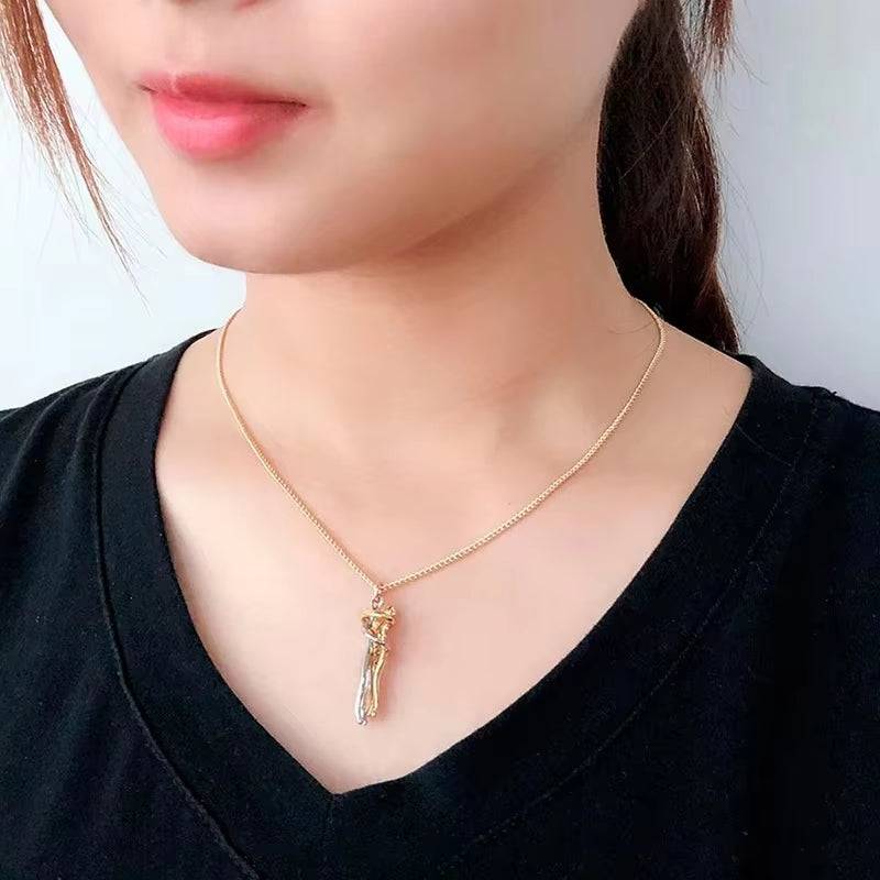 Fashion Hugging Necklace Jewelry Choker Hug Pendant Chain Men Necklaces for Lover Women Couple Men Lady Female Male Gift - Necklaces Aura