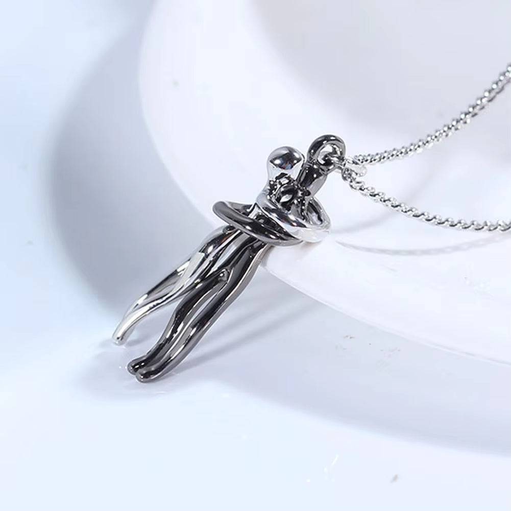 Fashion Hugging Necklace Jewelry Choker Hug Pendant Chain Men Necklaces for Lover Women Couple Men Lady Female Male Gift - Necklaces Aura