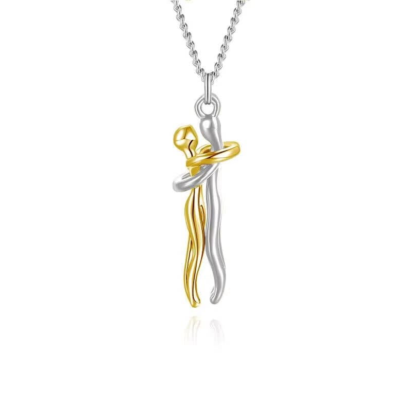Fashion Hugging Necklace Jewelry Choker Hug Pendant Chain Men Necklaces for Lover Women Couple Men Lady Female Male Gift - Necklaces Aura