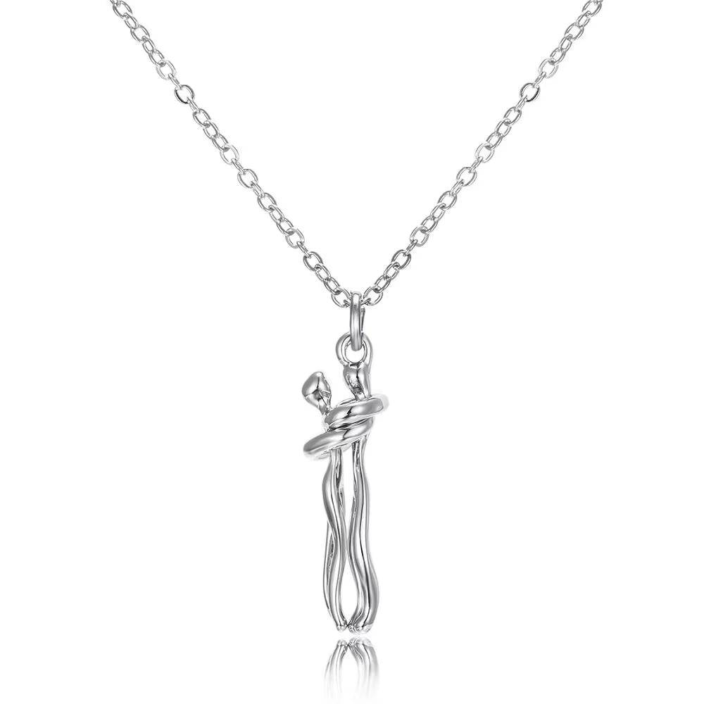 Fashion Hugging Necklace Jewelry Choker Hug Pendant Chain Men Necklaces for Lover Women Couple Men Lady Female Male Gift - Necklaces Aura