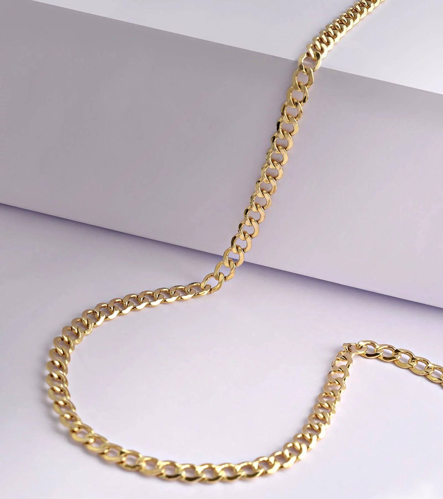 Stunning 14K Solid Yellow Gold Filled Miami Cuban Curb Link Chain Necklaces for Men & Women - Available in Multiple Sizes (2.7mm, 3.6mm, 4.5mm, 5.5mm) - Necklaces Aura