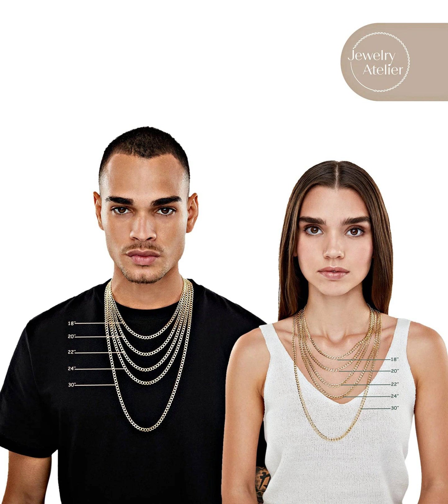 Stunning 14K Solid Yellow Gold Filled Miami Cuban Curb Link Chain Necklaces for Men & Women - Available in Multiple Sizes (2.7mm, 3.6mm, 4.5mm, 5.5mm) - Necklaces Aura