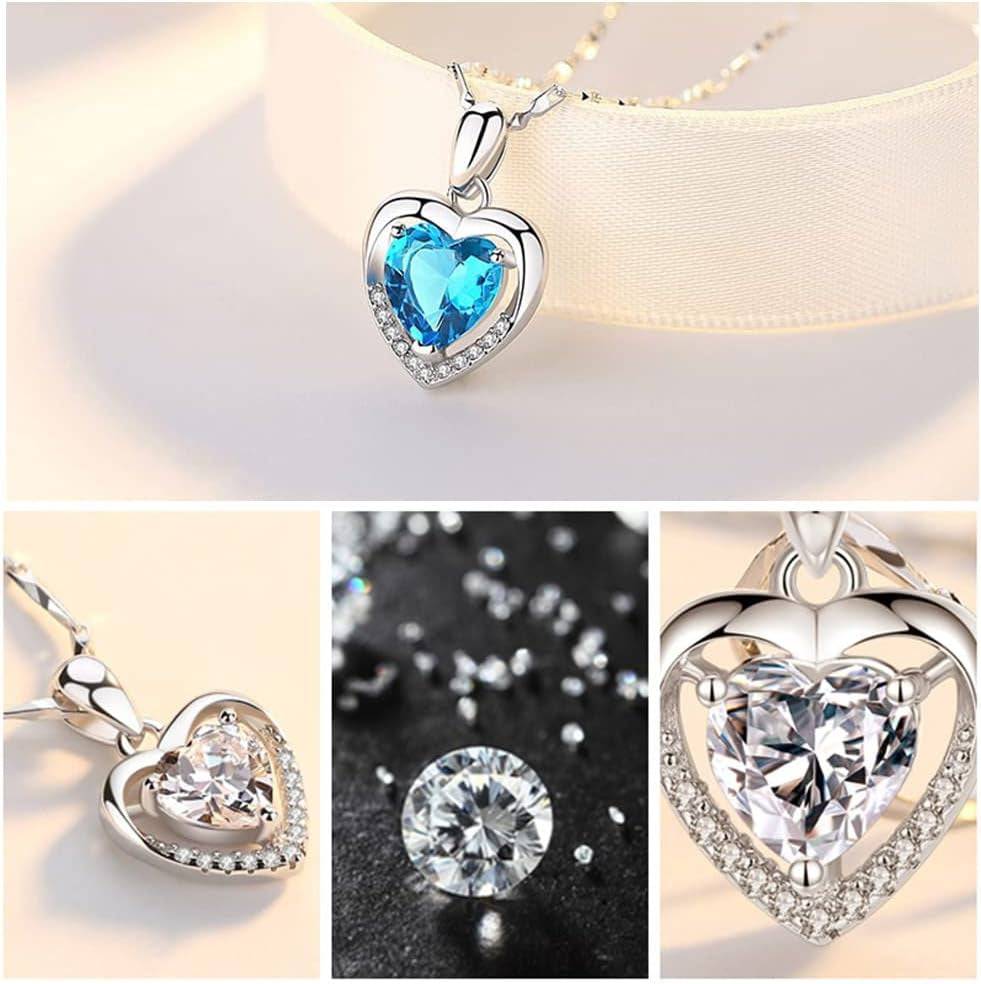 Customized Silver Heart Pendant Necklace for Women with Dainty Birthstone Choker Chain - Necklaces Aura