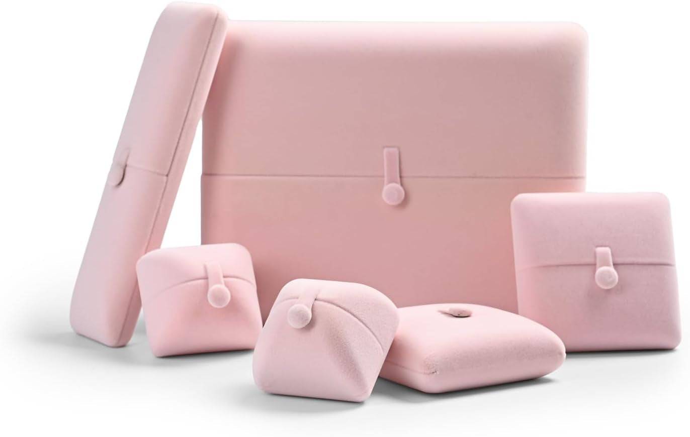 Elegant Pink Velvet Jewelry Box for Necklace Display and Storage - Perfect Gift Case - Necklaces Aura