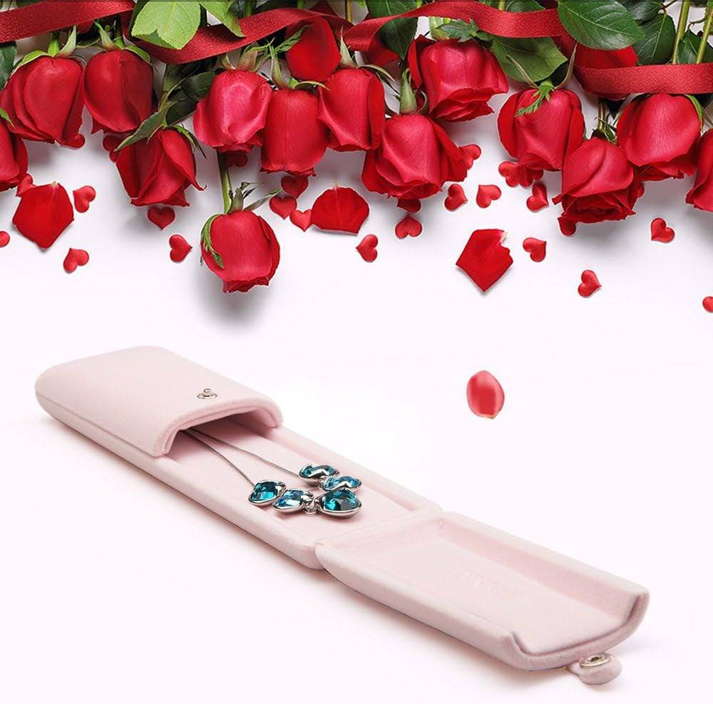 Elegant Pink Velvet Jewelry Box for Necklace Display and Storage - Perfect Gift Case - Necklaces Aura