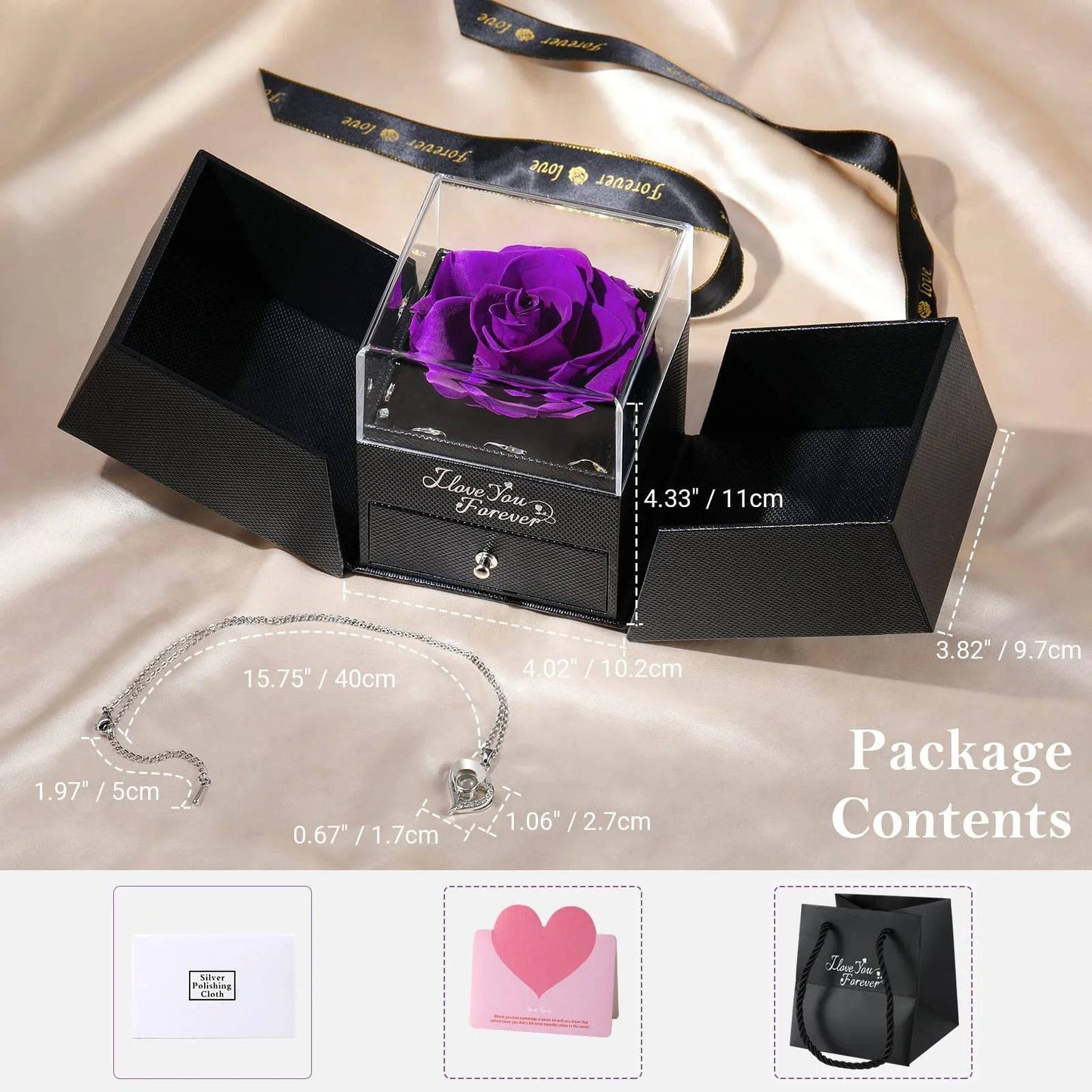 Eternal Purple Rose: Because Nothing Says "I Love You" Like a Flower That Won't Die and a Necklace With Mood Lights for Your Favorite Lady! - Necklaces Aura