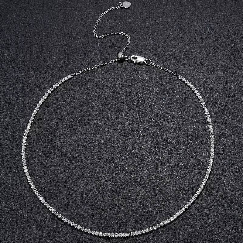 2Mm Moissanite Tennis Necklace for Women S925 Silver Plated - Necklaces Aura
