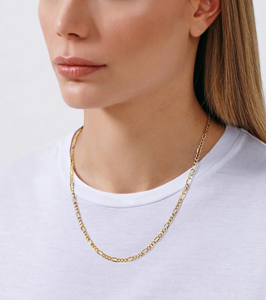 14K Solid Yellow Gold Filled Figaro Chain Necklace Collection for Men and Women in Various Sizes (2.8mm, 3.7mm, 4.7mm, 5.6mm)