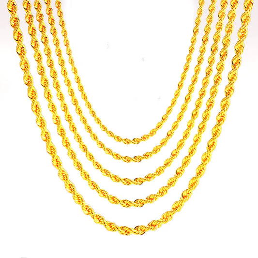 Luxurious AU750 18K Yellow Gold Thick Twist Rope Chain Necklace for Women - Available in 16", 18", and 20" Lengths - Necklaces Aura