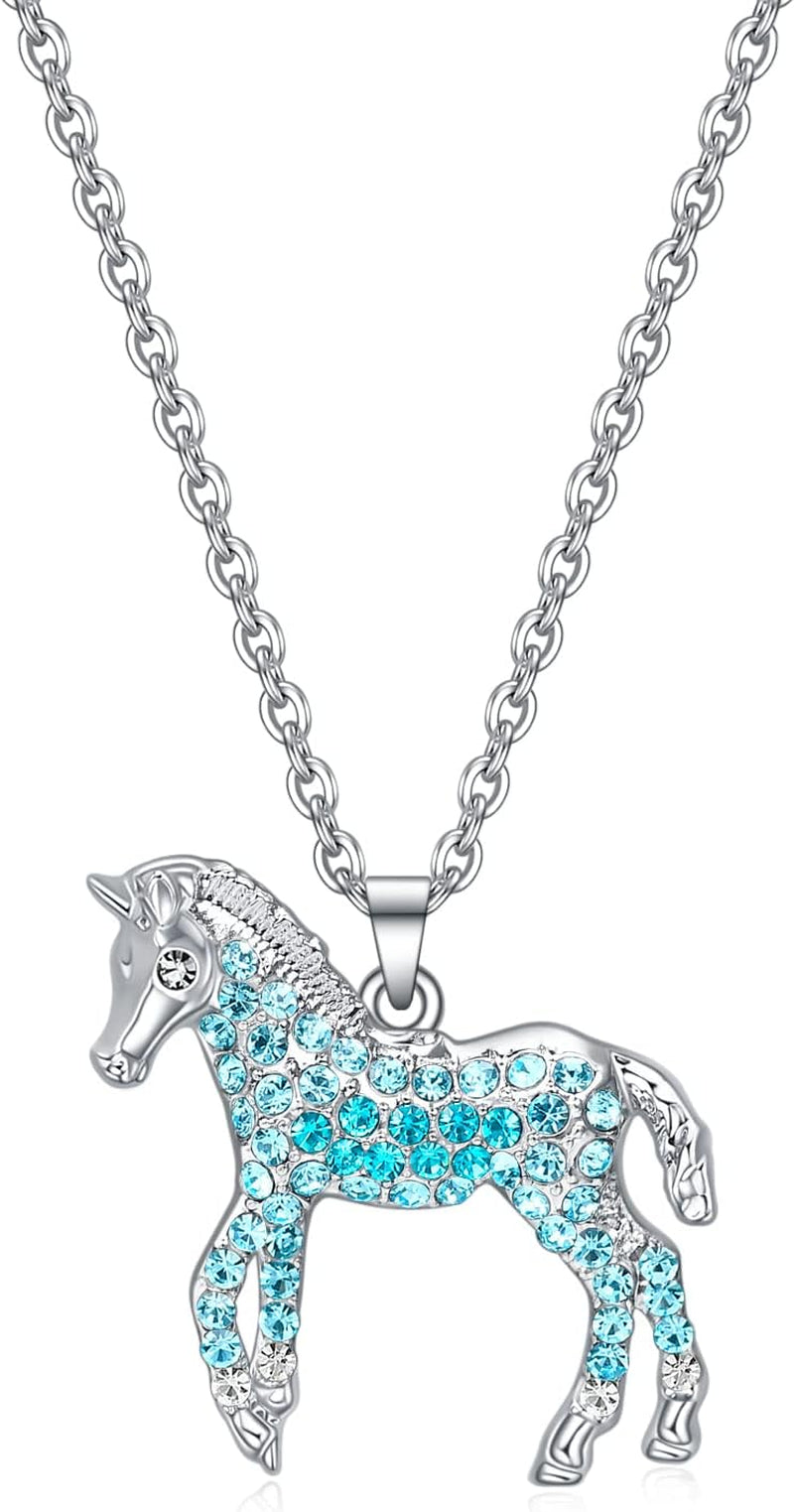 Elegant Rainbow Horse Necklace for Girls - Ideal Gift for Young Equestrian Enthusiasts with Personalized Initial Pendant