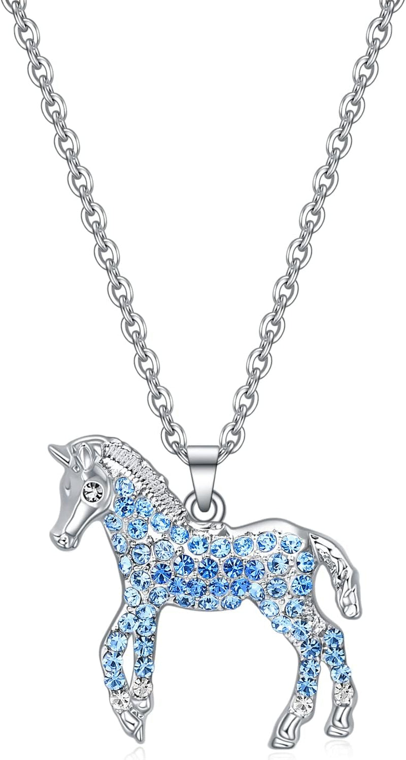 Elegant Rainbow Horse Necklace for Girls - Ideal Gift for Young Equestrian Enthusiasts with Personalized Initial Pendant