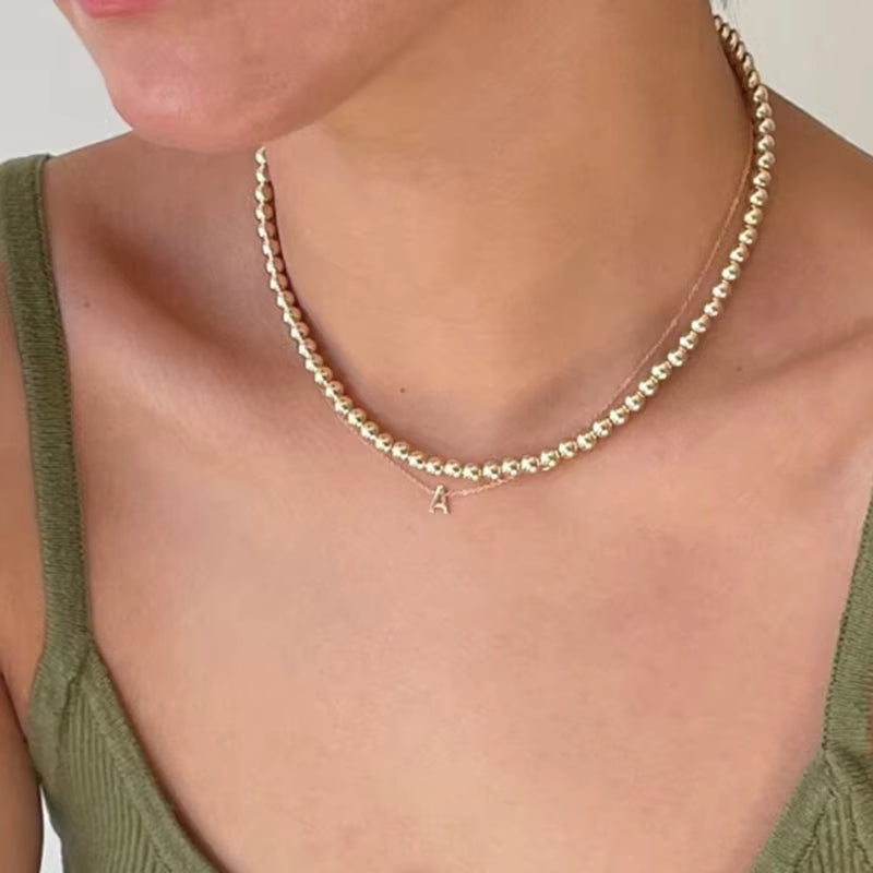 14K Gold Filled Round Bead Choker Necklace - Handmade Tarnish Resistant Boho Jewelry for Women