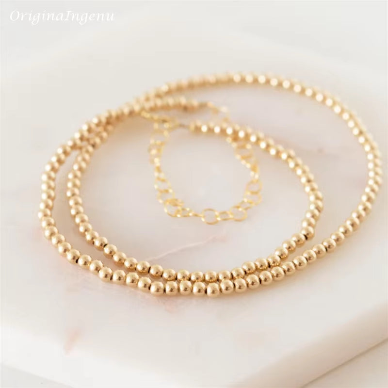 14K Gold Filled Round Bead Choker Necklace - Handmade Tarnish Resistant Boho Jewelry for Women