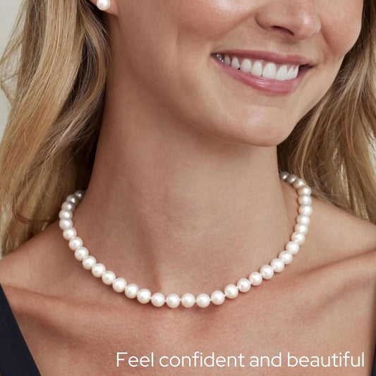 Exquisite AAA+ Freshwater Pearl Necklace for Women with 14K Gold Clasp - Ideal Gift for Christmas, Holidays, and Anniversaries