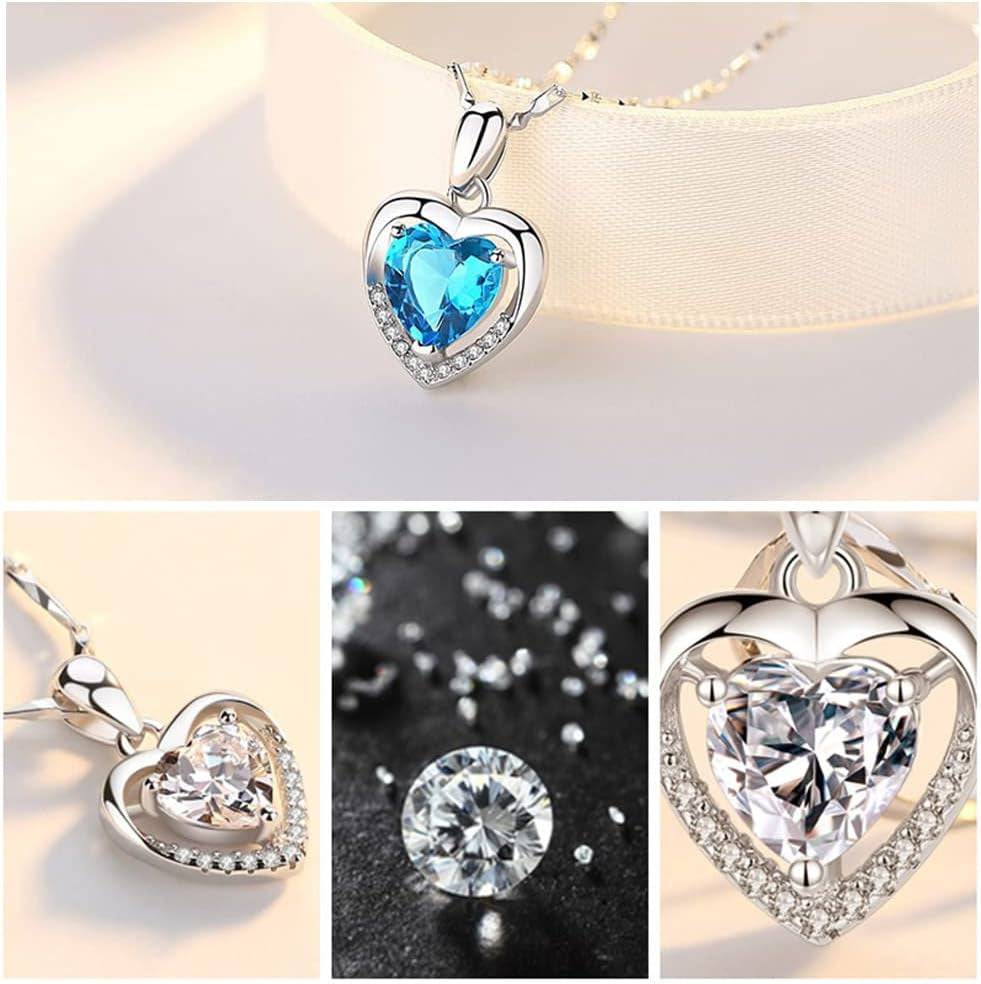 Customized Silver Heart Pendant Necklace for Women with Dainty Birthstone Choker Chain