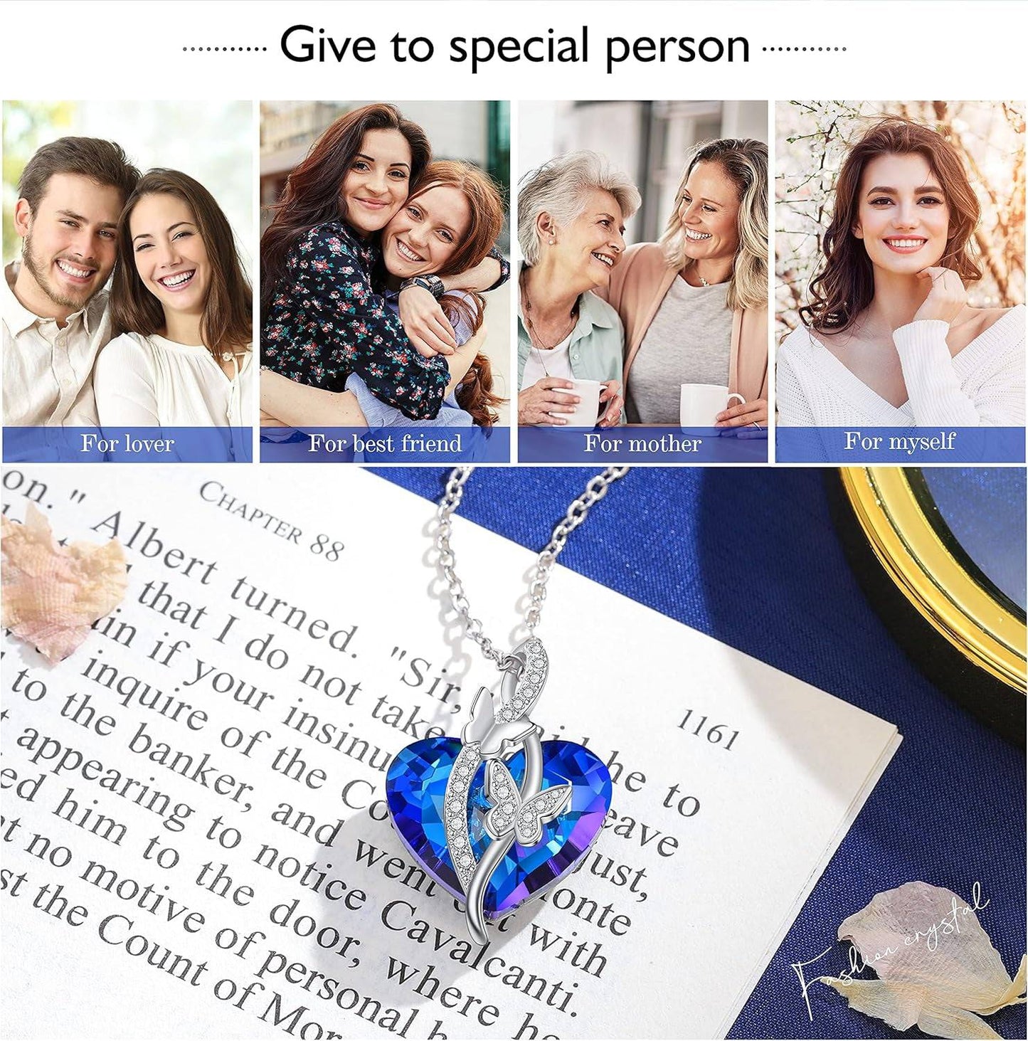 Stunning Butterfly Crystal Necklace - Perfect Heart Pendant Gift for Moms, Wives, and Special Occasions