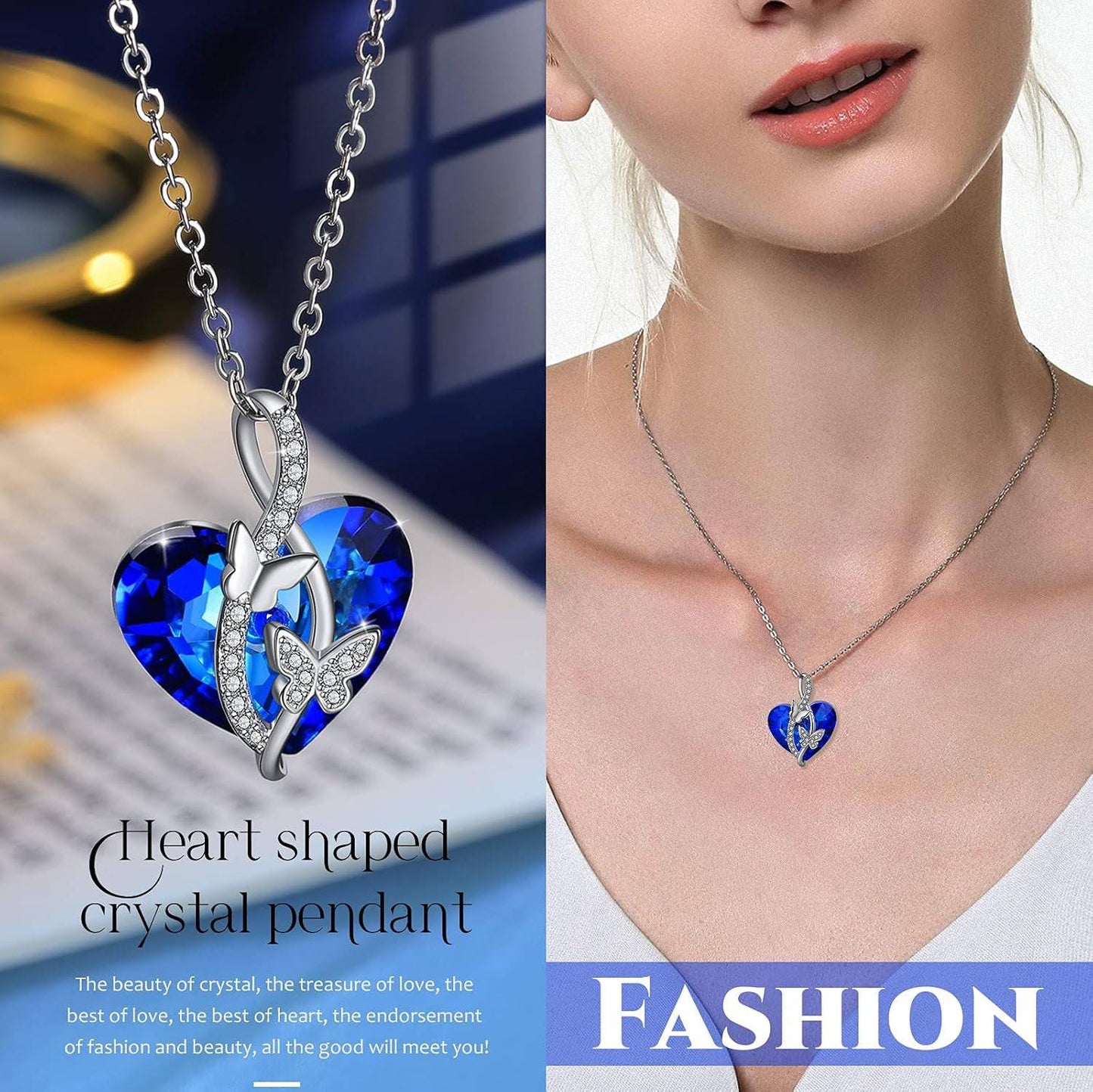 Stunning Butterfly Crystal Necklace - Perfect Heart Pendant Gift for Moms, Wives, and Special Occasions